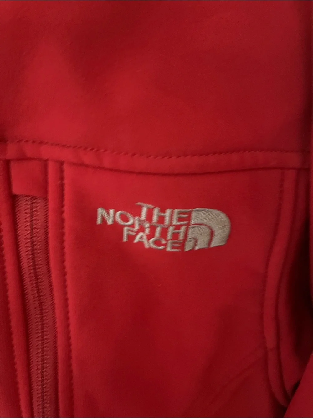 The North Face Red Softshell Jacket with White Logo